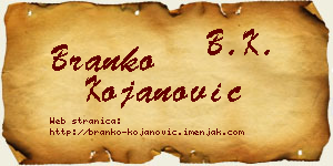 Branko Kojanović vizit kartica
